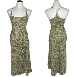 Adam Selmas Sport Leopard Print Cinched Maxi Dress size XS
